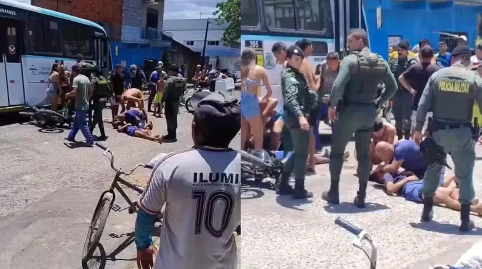 Suspeitos de homicídio colidem com ônibus durante fuga e são capturados