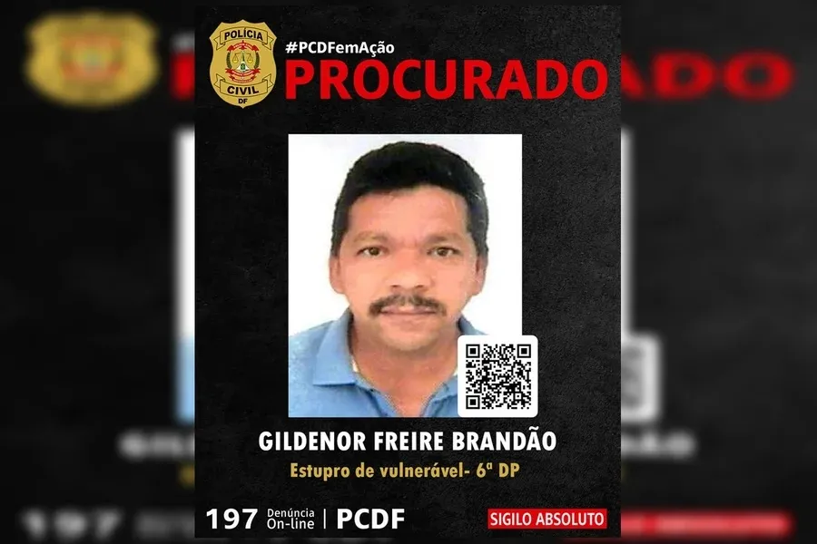PCDF procura foragido suspeito de estupr@r duas crianças