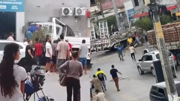 Caminhão desgovernado atinge prédio e deixa sete feridos no interior da Bahia