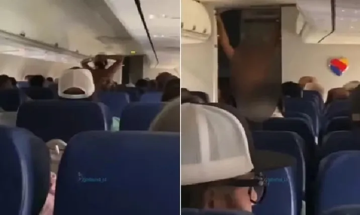 Passageira tira toda a roupa, corre nua por corredor de avião e faz voo abortar decolagem; veja o vídeo!